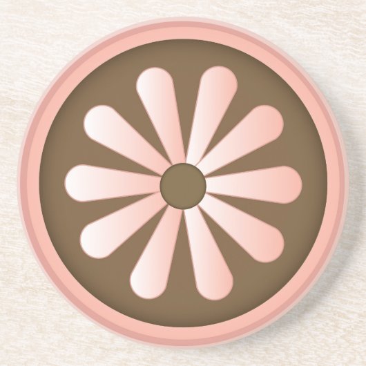 Dessous De Verre En Grès Cercle de fleur marron rose (Devant)