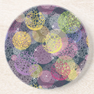 Dessous De Verre En Grès Cercle de points Polka de la Cute Abstraite