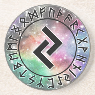 Dessous De Verre En Grès Cercle de rune de Galaxy Prismatic [12. Jera]