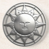 Dessous De Verre En Grès Cercle du visage soleil argent (Devant)