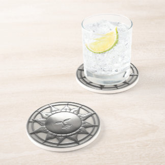 Dessous De Verre En Grès Cercle du visage soleil argent