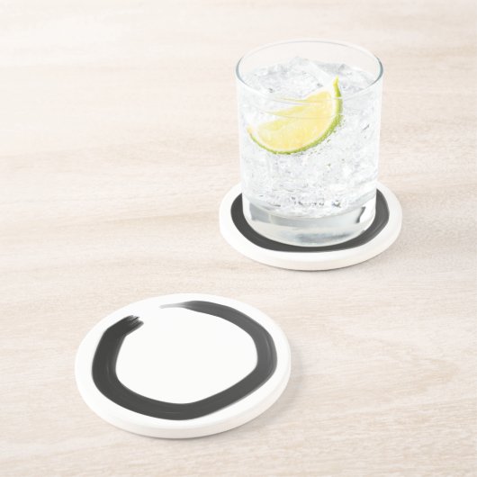 Dessous De Verre En Grès Cercle Enso Bouddhiste Zen (Côté)