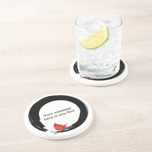 Dessous De Verre En Grès Cercle zen avec Cardinal de Noël (Côté)