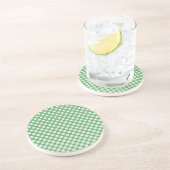 Dessous De Verre En Grès Cercles blancs en cascade sur fond vert citron (Côté)