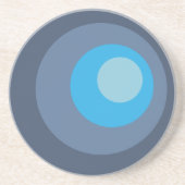 Dessous De Verre En Grès Cercles bleus rétro (Devant)