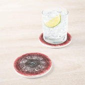 Dessous De Verre En Grès Cercles concentrés Tribal africain Imprimer rouge (Côté)