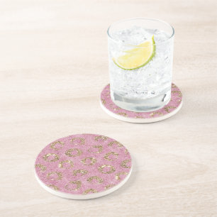 Dessous De Verre En Grès Cercles de paillettes en or rose