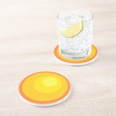Dessous De Verre En Grès Cercles Orange Rétro (Côté)