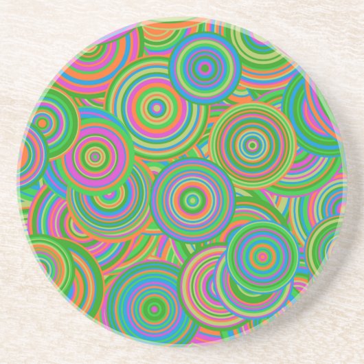 Dessous De Verre En Grès cercles rétro (Devant)