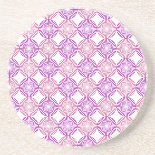 Dessous De Verre En Grès Cercles rose et violet motif (Devant)