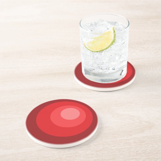 Dessous De Verre En Grès Cercles Rouges Rétro (Côté)