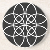 Dessous De Verre En Grès Cercles spiraux blancs (Devant)