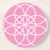 Dessous De Verre En Grès Cercles spiraux blancs sur rose (Devant)