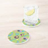 Dessous de verre en grès Cercles Verts Funky (Côté)