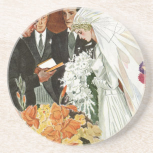 Dessous De Verre En Grès Cérémonie de mariage vintage avec mariée et marié