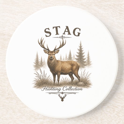 DESSOUS DE VERRE EN GRÈS CERF – COLLECTION DE CHASSE (Devant)