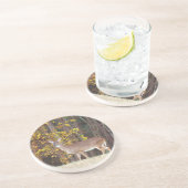 Dessous De Verre En Grès Cerf devant l'arbre d'automne jaune (Côté)