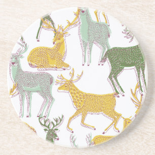Dessous De Verre En Grès Cerfs géométriques : Illustration Motif traditionn