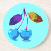 Dessous De Verre En Grès Cerises bleues vives (Devant)