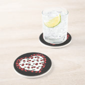 Dessous De Verre En Grès Cerises Rockabilly RAB Impression Léopard Coeur (Côté)