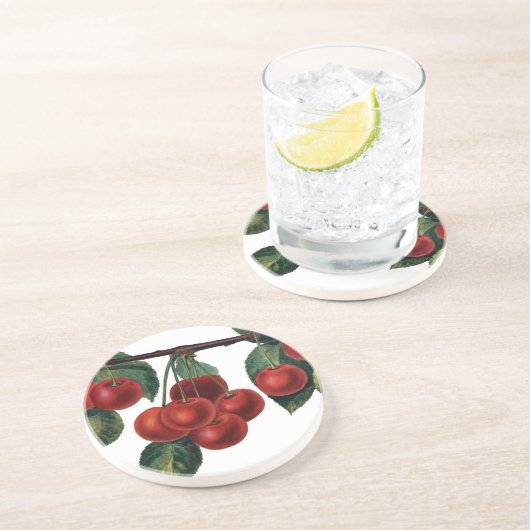 Dessous De Verre En Grès Cerises rouges (Côté)