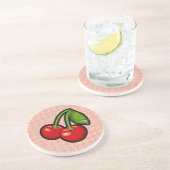 Dessous De Verre En Grès Cerises sur Fleur (Côté)