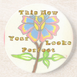 Dessous De Verre En Grès Cette nouvelle année semble parfait floral texte a