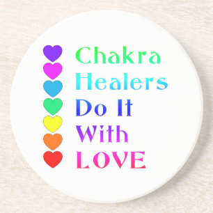Dessous De Verre En Grès Chakra Healers Do It With Love in Rainbow Colors