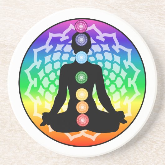Dessous De Verre En Grès Chakra Lotus Grès Coaster – Art Yoga (Devant)