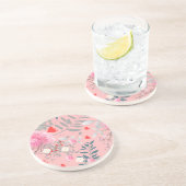 Dessous De Verre En Grès Champ de fleurs roses (Côté)