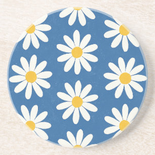 Dessous De Verre En Grès Champ de marguerites en bleu