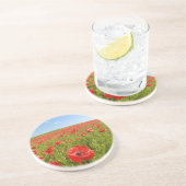 Dessous De Verre En Grès Champ de pavot - Magnifique ! (Côté)