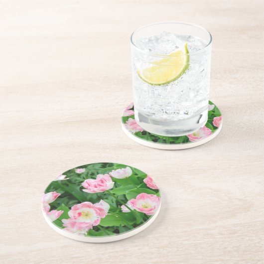 Dessous De Verre En Grès Champ de tulipes roses (Côté)