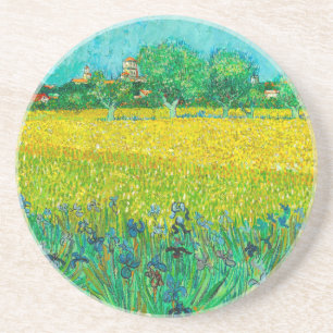 Dessous De Verre En Grès Champ Van Gogh avec Irises près d'Arles