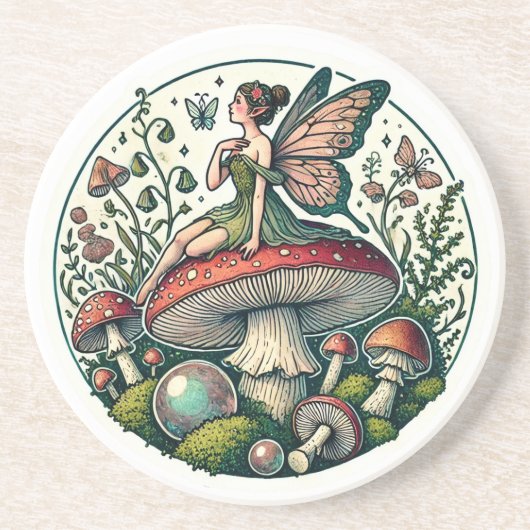 Dessous De Verre En Grès Champignons de la forêt de fées (Devant)