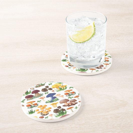 Dessous De Verre En Grès Champignons Et Herbe (Côté)