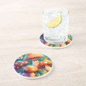 Dessous De Verre En Grès Champignons mignons dans la forêt (Côté)