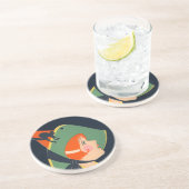 Dessous De Verre En Grès Chapeau de sorcière Art déco chat noir (Côté)