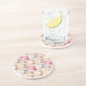Dessous De Verre En Grès Chapeaux de paille blancs crème rose (Côté)