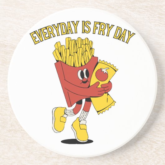 Dessous De Verre En Grès Chaque Jour Est Le Jour De Frites (Devant)