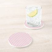 Dessous De Verre En Grès Charme Velouté Rose et Blanc Gingham (Côté)