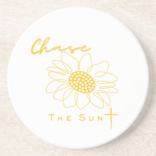 Dessous De Verre En Grès "Chase the Sun" Sunflower Stone Coaster (Devant)