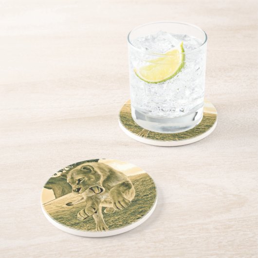 Dessous De Verre En Grès Chasse à la lionne (Côté)