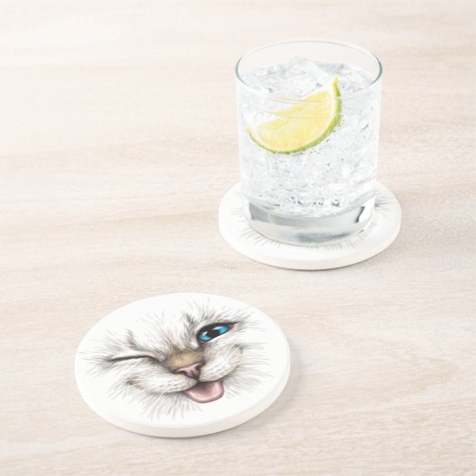 Dessous De Verre En Grès Chat (Côté)