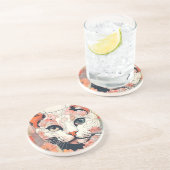 Dessous De Verre En Grès Chat Artistique (Côté)