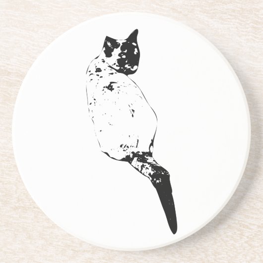 Dessous De Verre En Grès Chat au repos, charme subtil (Devant)