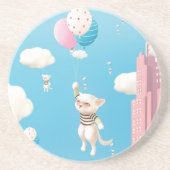 Dessous De Verre En Grès Chat avec ballon (Devant)