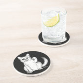 Dessous De Verre En Grès Chat Chaton Maneki Neko qui Invite (Côté)