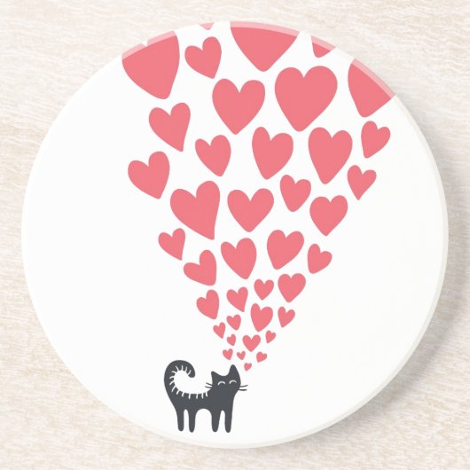 Dessous De Verre En Grès Chat dans l'amour (Devant)