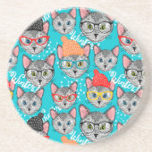 Dessous De Verre En Grès Chat dans le casquette (Devant)